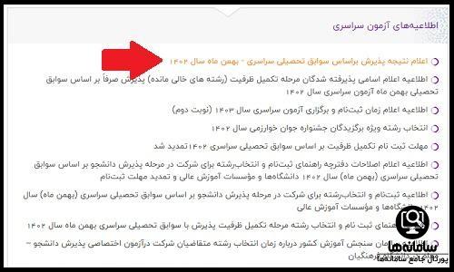 نتایج انتخاب رشته بر اساس سوابق تحصیلی